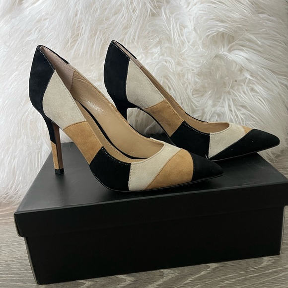 Brand New GILI Neutral Color Block Pointed Toe Pumps Soft Suede size 7 Gorg!👠❣️ - Picture 3 of 12
